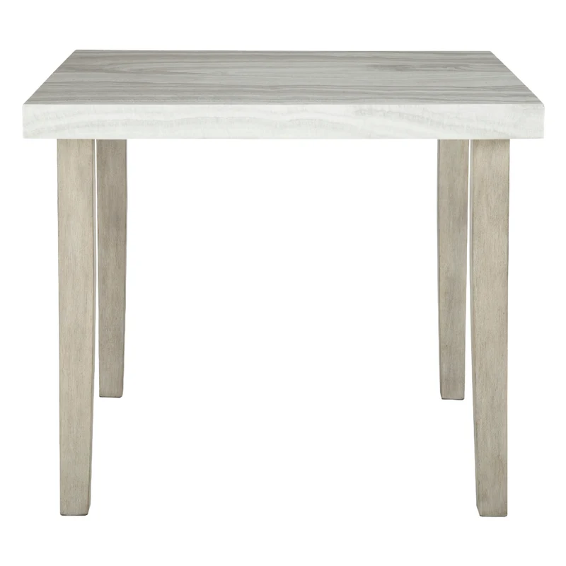 Table de salle à manger haute carrée en faux marbre gris pâle - Larawyn