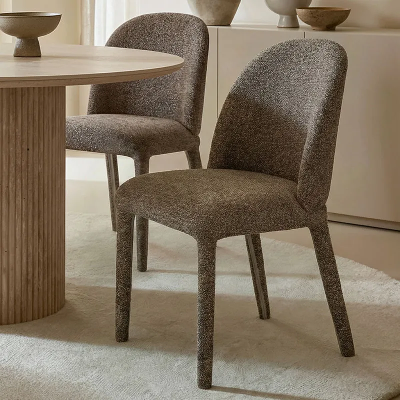 Chaise de salle à manger rembourrée en tissu brun - Kiara