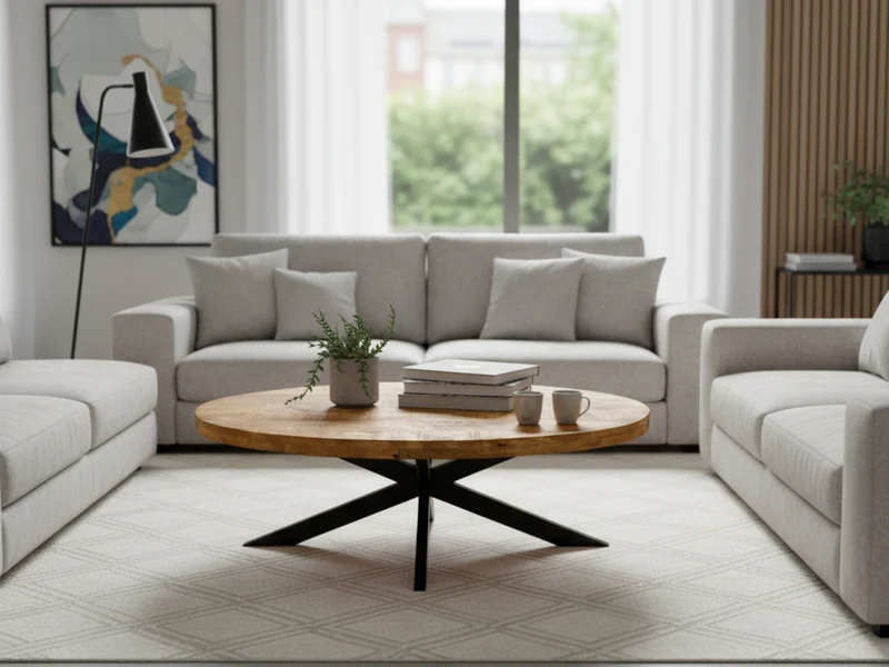 Table basse en bois massif ovale - Alexan