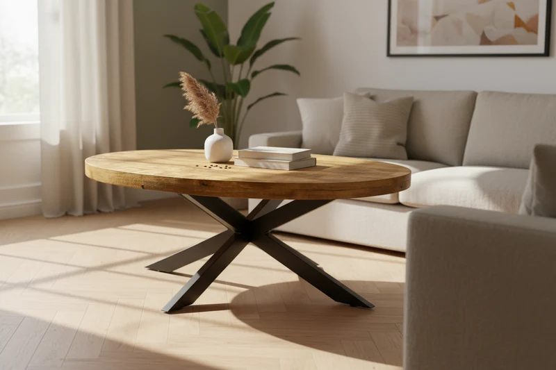 Table basse en bois massif ovale - Alexan
