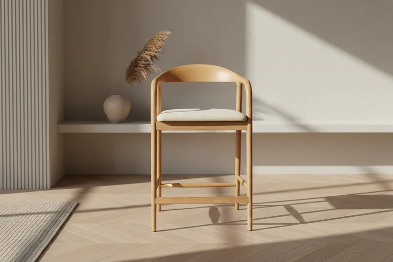 Chaise de comptoir en frêne massif - Clany