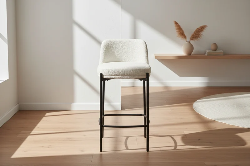 Chaise de bar bouclette blanche – Elsa
