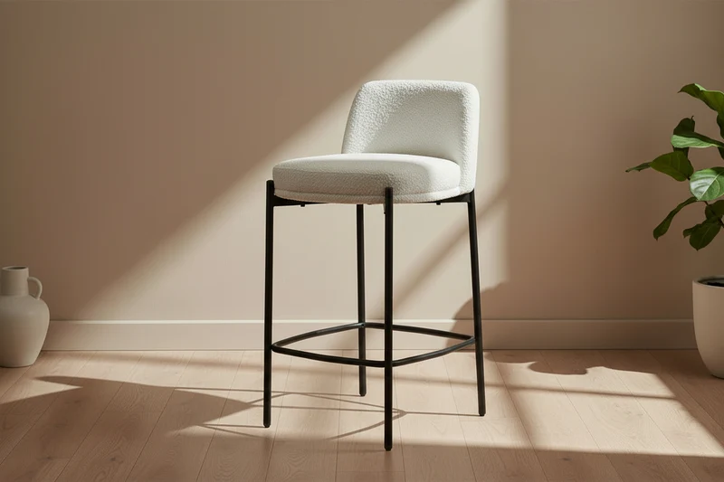 Chaise de bar bouclette blanche – Elsa
