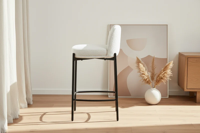 Chaise de bar bouclette blanche – Elsa