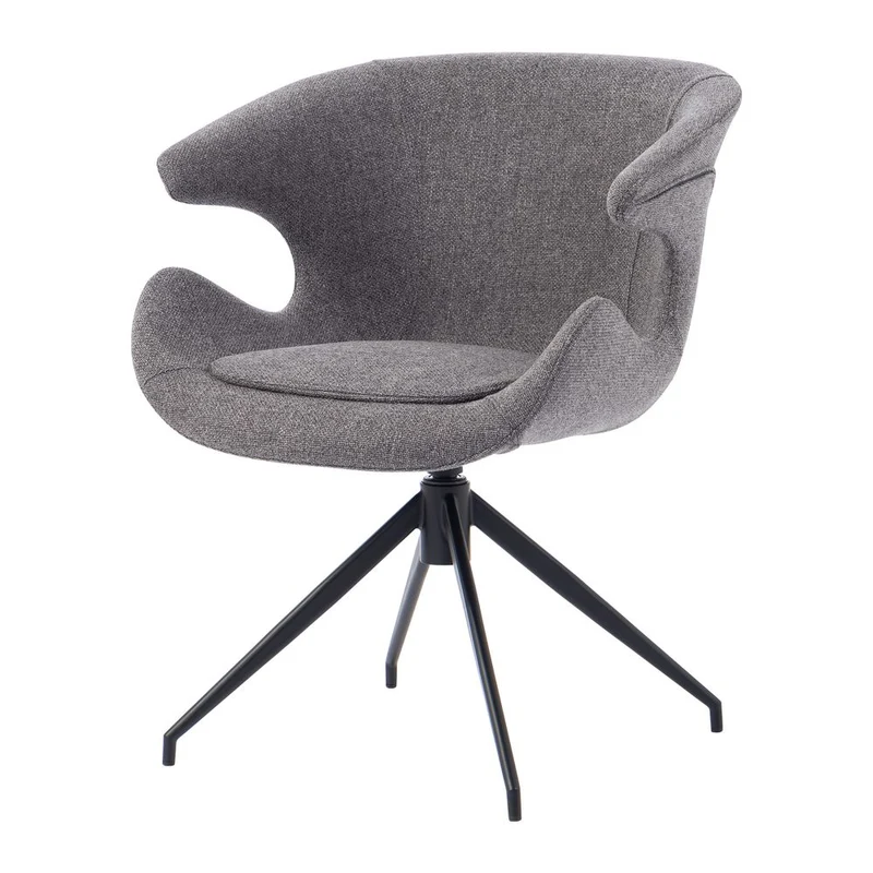 Chaise repas accoudoir tissu gris foncé