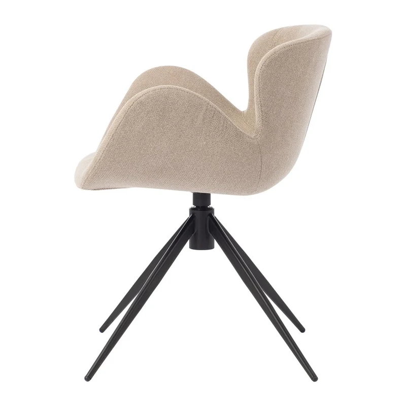 Chaise repas accoudoir tissu gris beige
