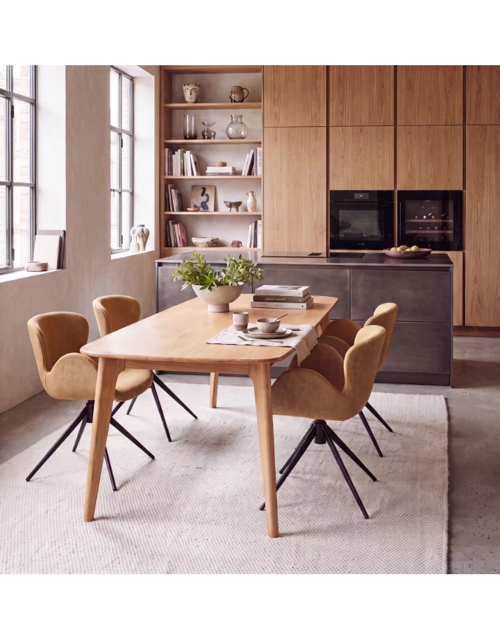Chaise repas accoudoir tissu miel