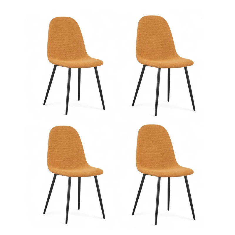 Chaise repas tissu moutarde