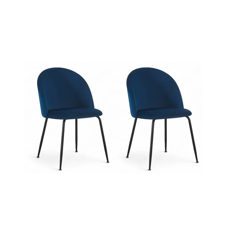 Chaise repas velours bleu marine
