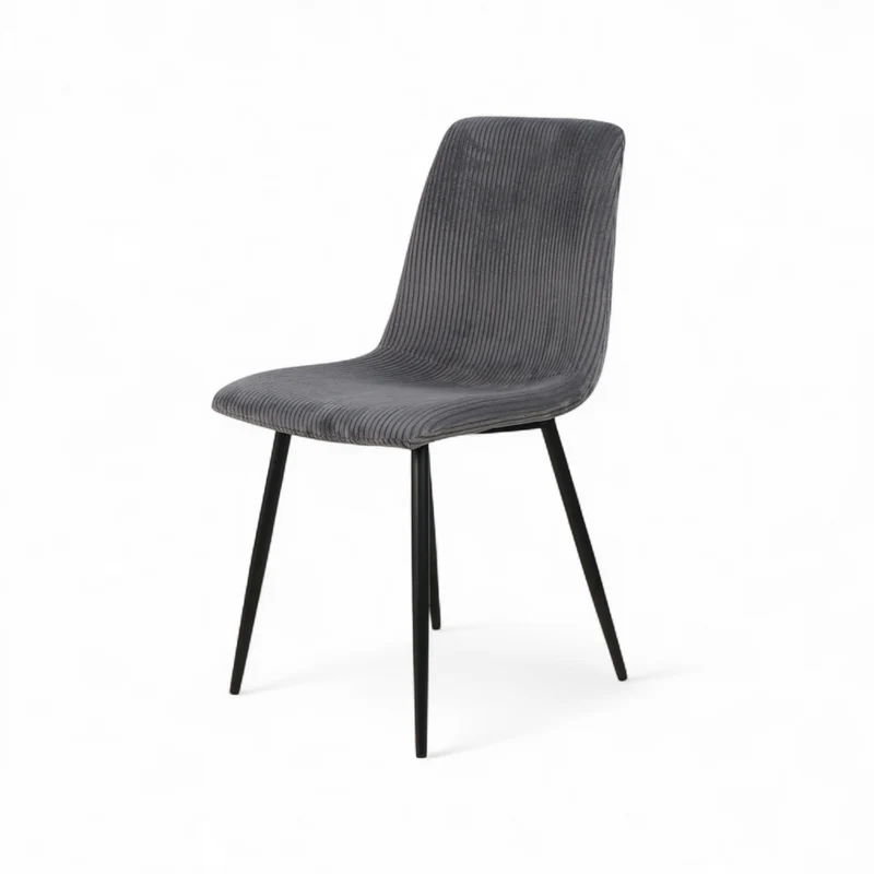 Chaise repas velours côtelé gris