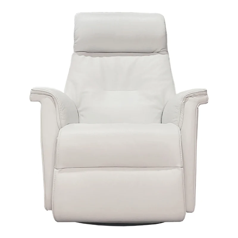 Fauteuil berçant, pivotant et inclinable motorisé en cuir blanc avec soutien lombaire - 21