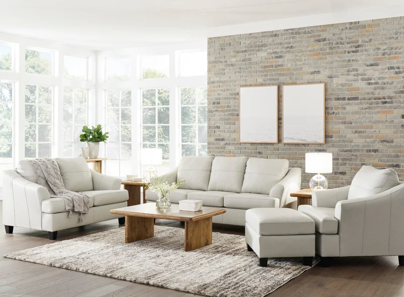 Sofa en cuir blanc coconut - Genoa
