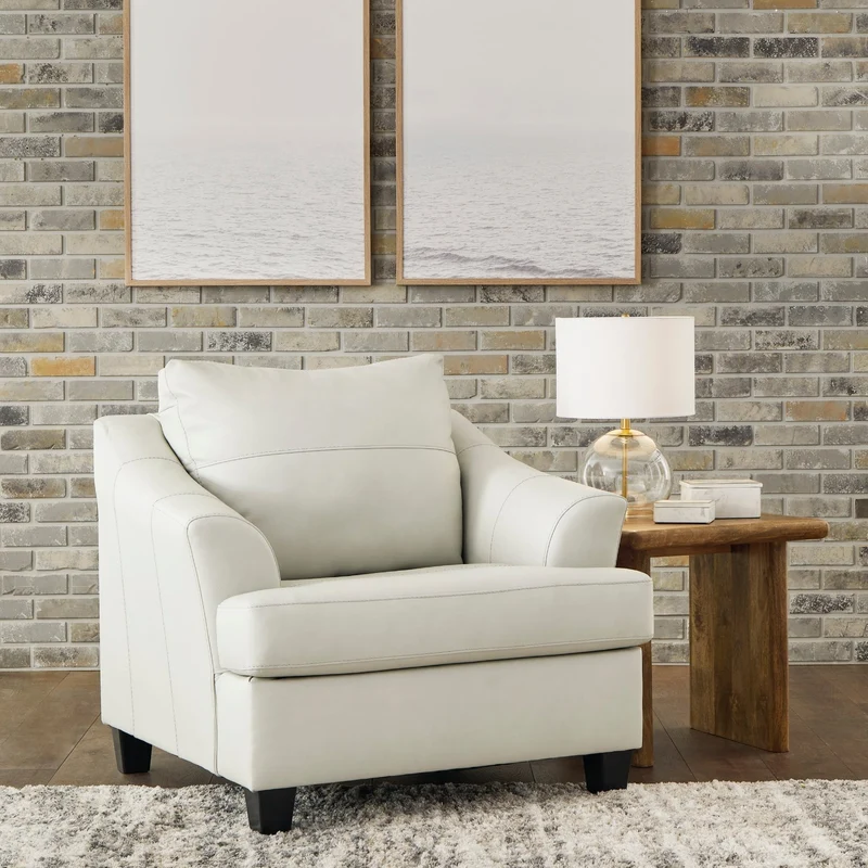 Fauteuil en cuir blanc coconut - Genoa