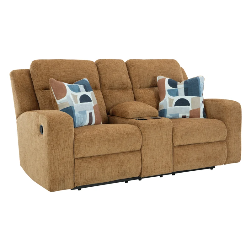 Causeuse inclinable en tissu avec console et coussins - Kanlow