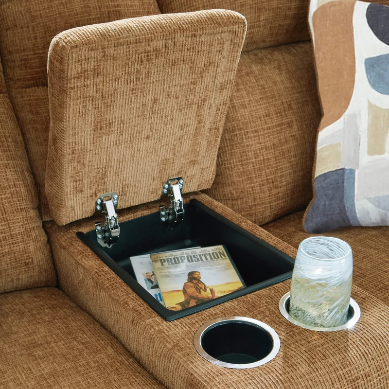 Causeuse inclinable en tissu avec console et coussins - Kanlow