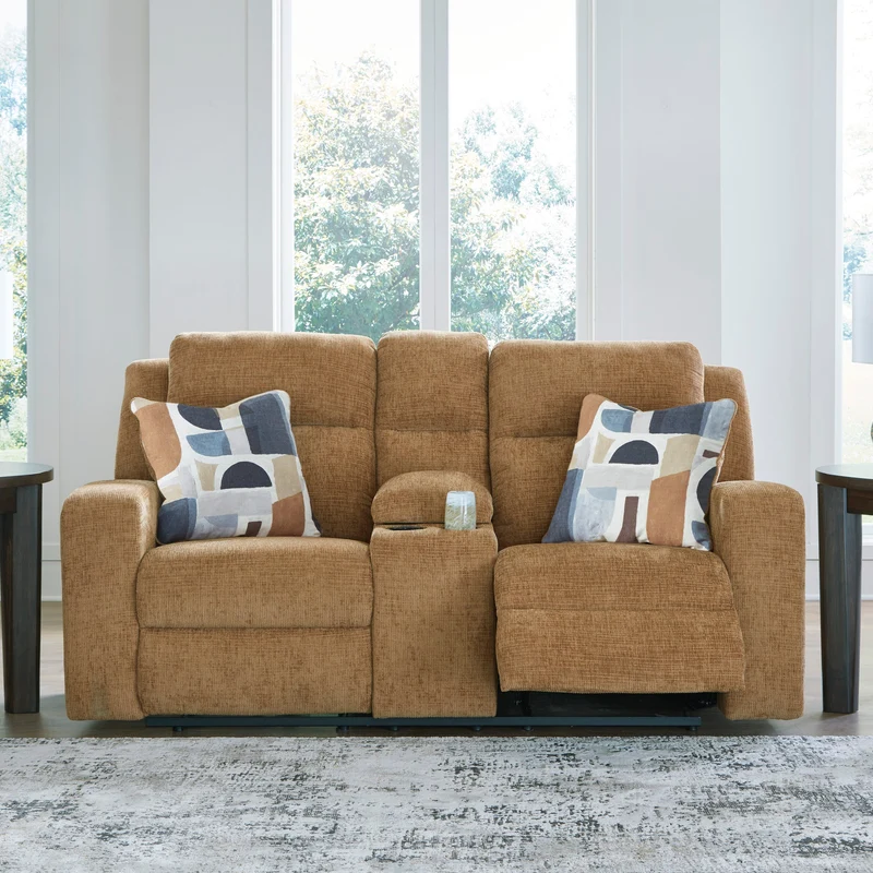 Causeuse inclinable en tissu avec console et coussins - Kanlow