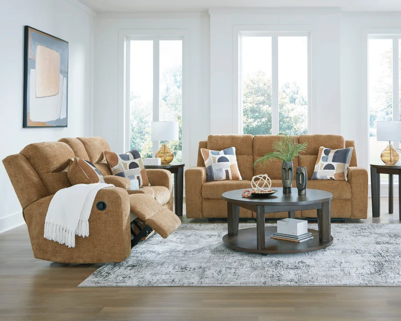 Causeuse inclinable en tissu avec console et coussins - Kanlow