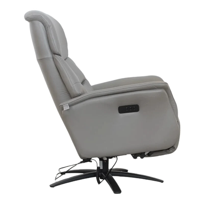 Fauteuil pivotant et inclinable motorisé en cuir gris - Jon