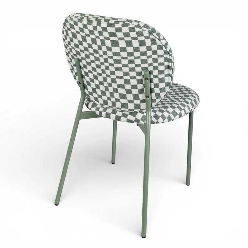 Chaise repas tissu vert amande et blanc