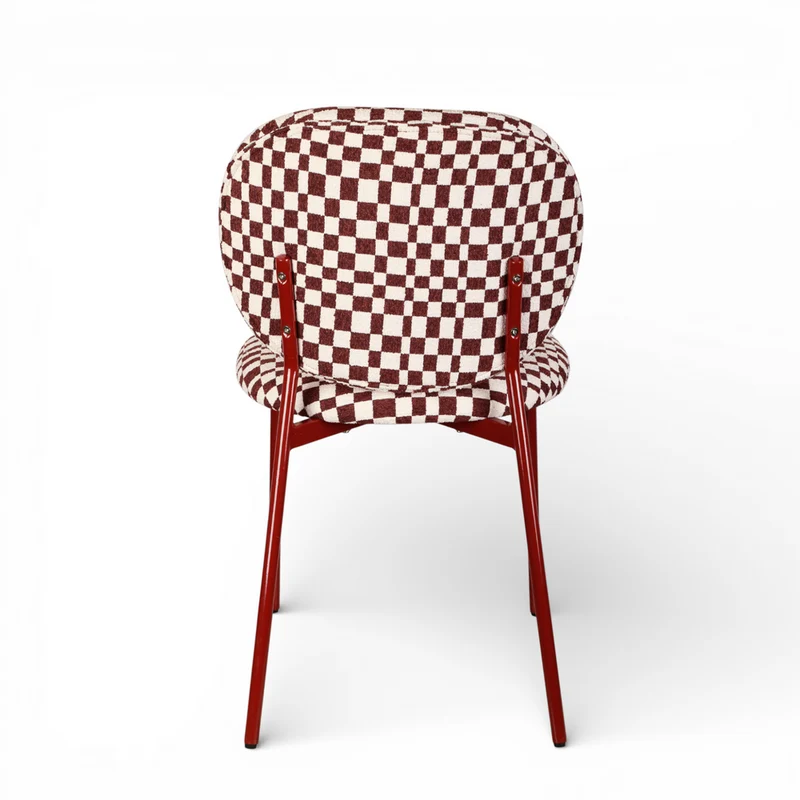 Chaise repas tissu bordeau et blanc