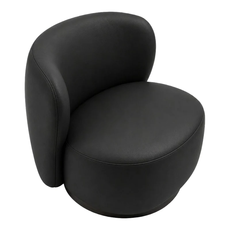 Fauteuil d'appoint pivotant en tissu et aspect cuir - Noah