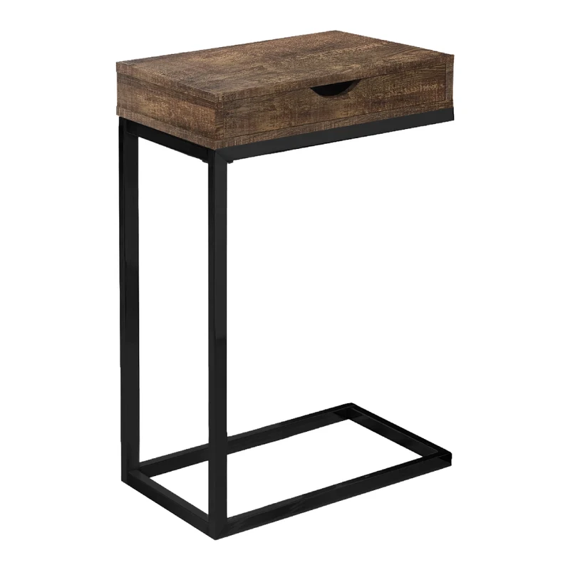 Table d'appoint en MDF/stratifié et métal noir avec 1 tiroir - I 3406-3407