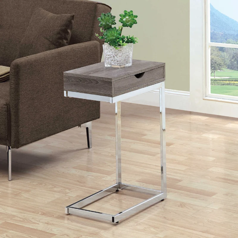 Table d'appoint en MDF/stratifié et métal chromé - I 3236-3254-3373