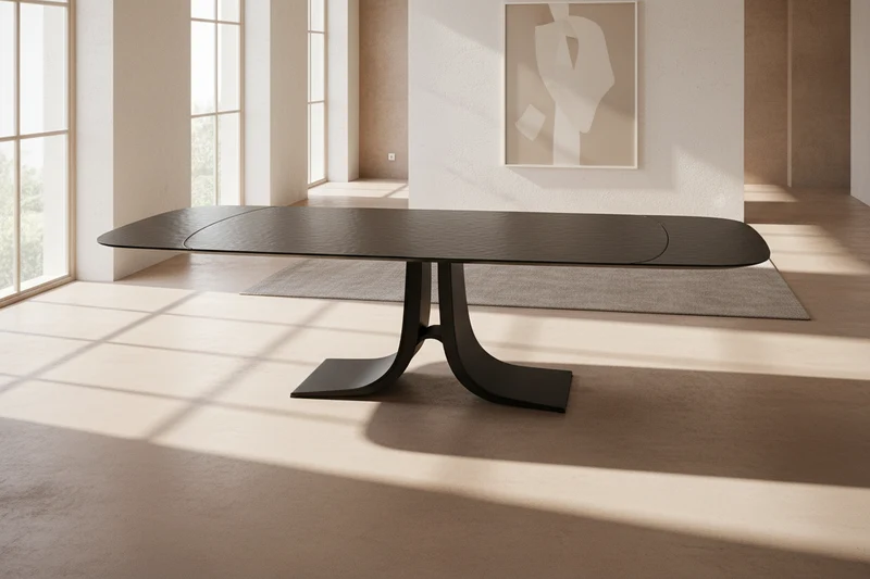 Table à manger en verre noir extensible - Aurelie