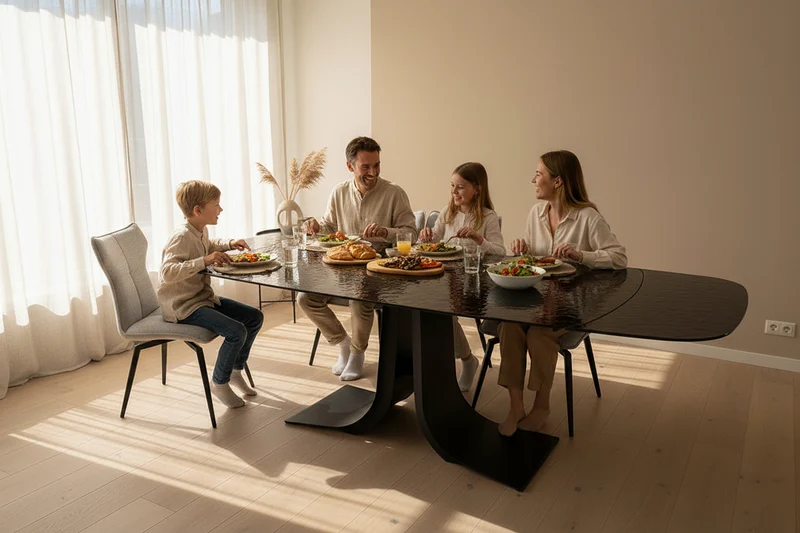 Table à manger en verre noir extensible - Aurelie