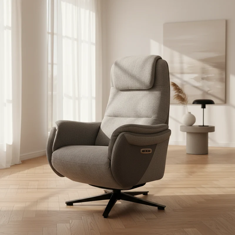 Fauteuil relax électrique pivotant en tissu – Zenith