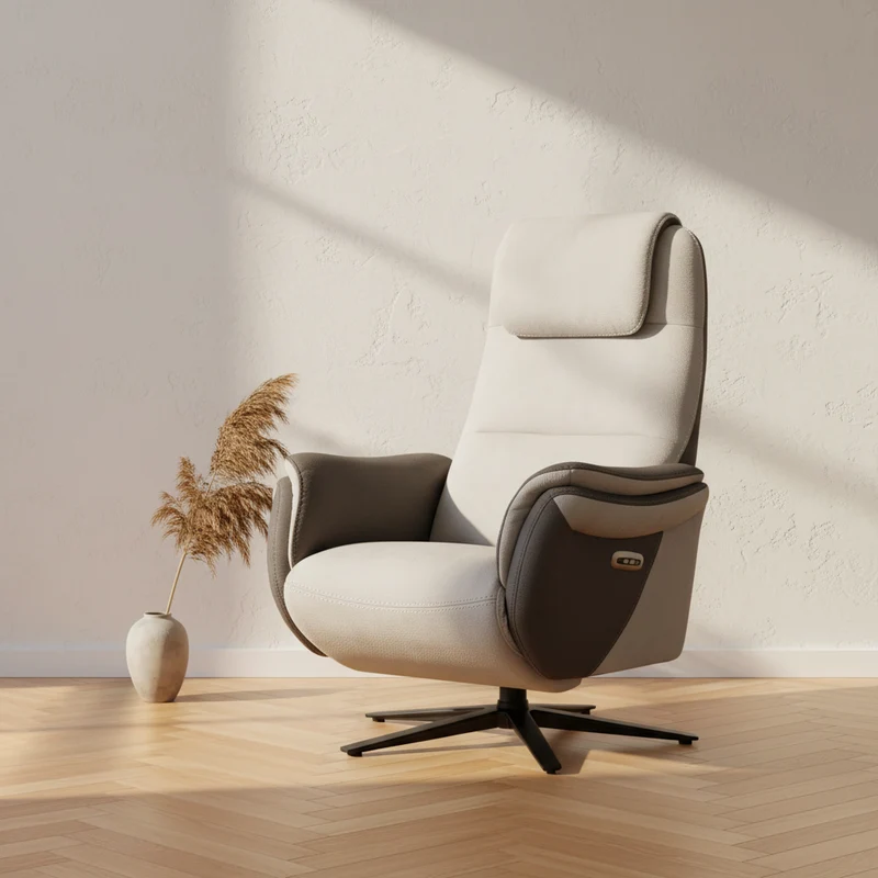 Fauteuil relax électrique pivotant en tissu – Zenith