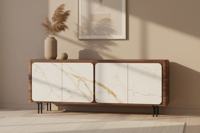 Buffet bas bois marbre - Fiory