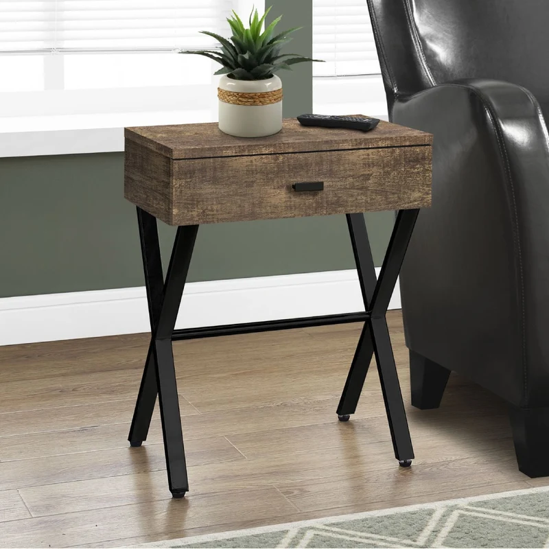 Table d'appoint en MDF/stratifié et métal chromé avec 1 tiroir - I 3262-3263-3265-3450