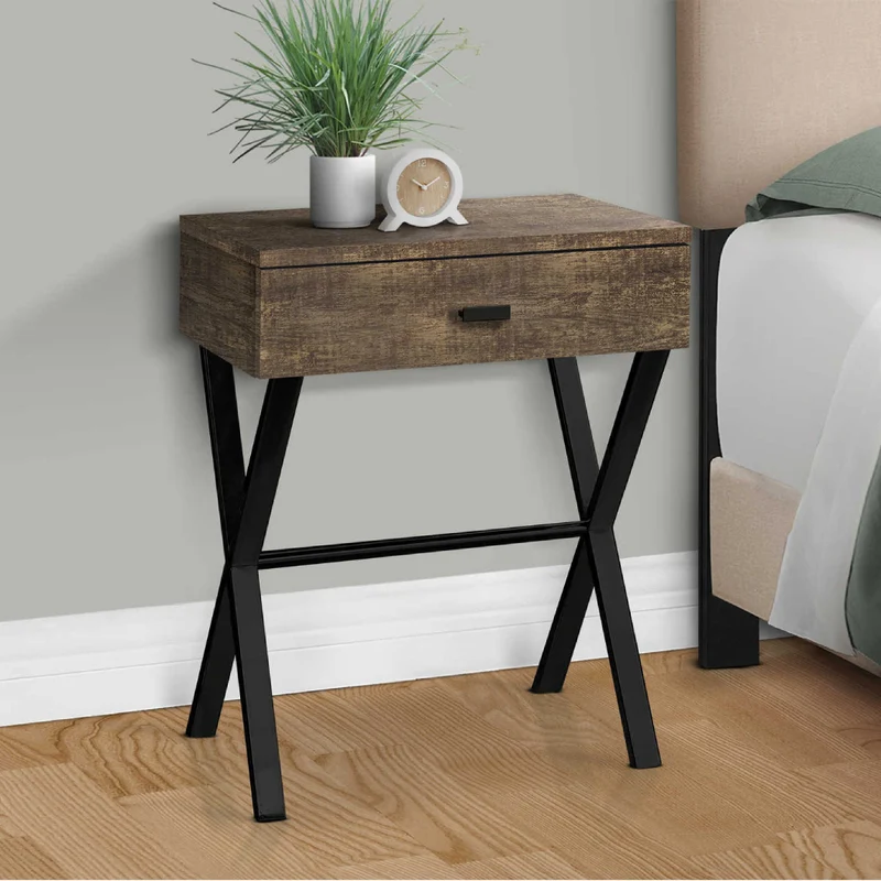 Table d'appoint en MDF/stratifié et métal chromé avec 1 tiroir - I 3262-3263-3265-3450
