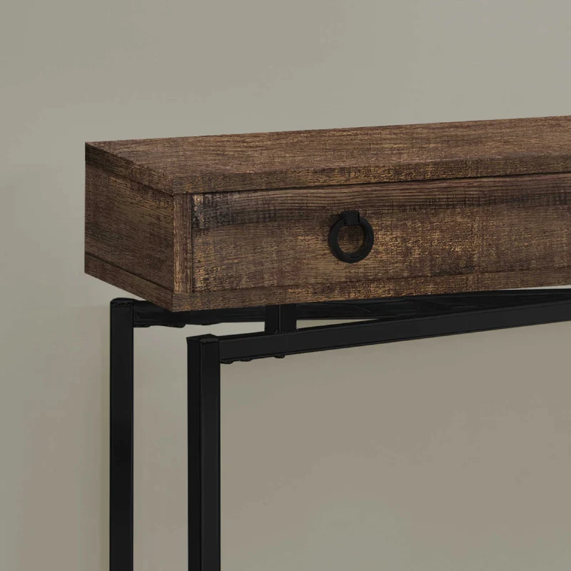 Table console en MDF/stratifié et métal noir avec 1 grand tiroir - I 3453-3454-3455