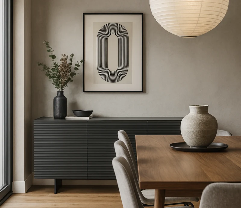 Buffet gris 3 portes laqué mat - Warren