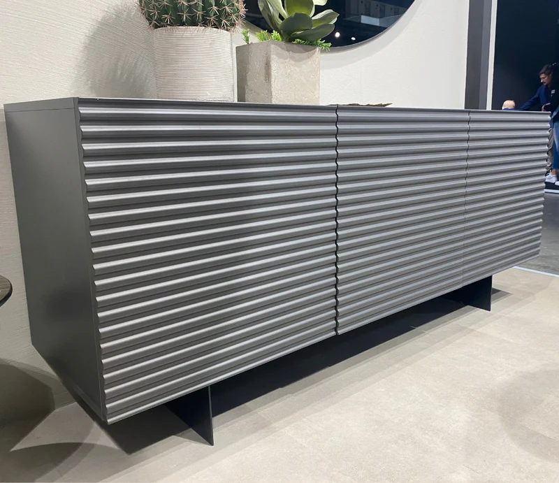Buffet gris 3 portes laqué mat - Warren