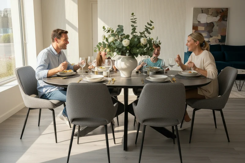 Table céramique ovale pied central - Ophélie