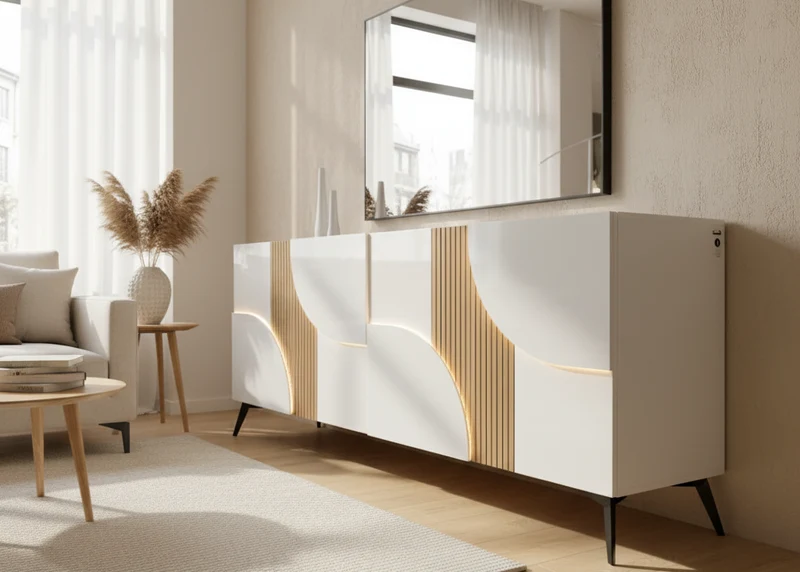 Buffet bas blanc et bois - Marquise Animovel