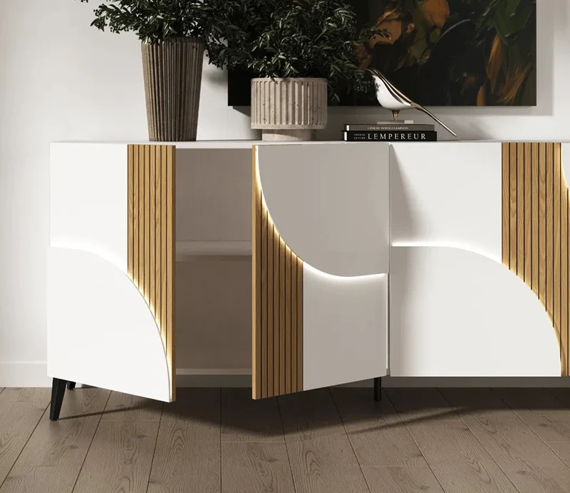Buffet bas blanc et bois - Marquise Animovel