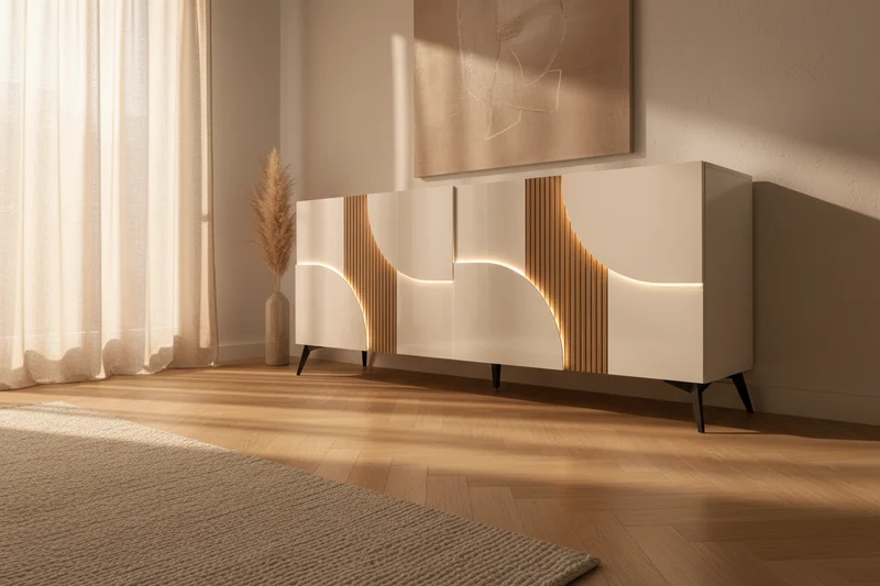 Buffet bas blanc et bois - Marquise Animovel