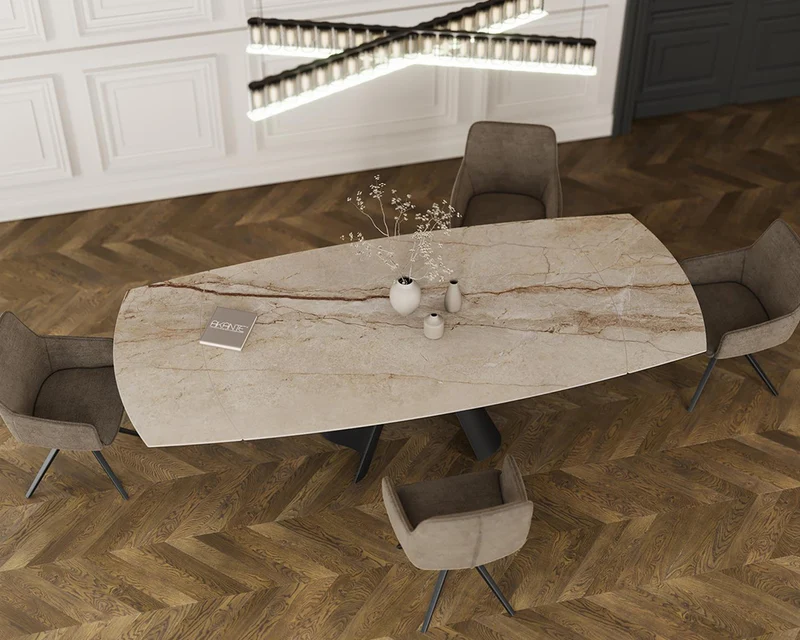 Table extensible céramique pied central - Atlas Akante
