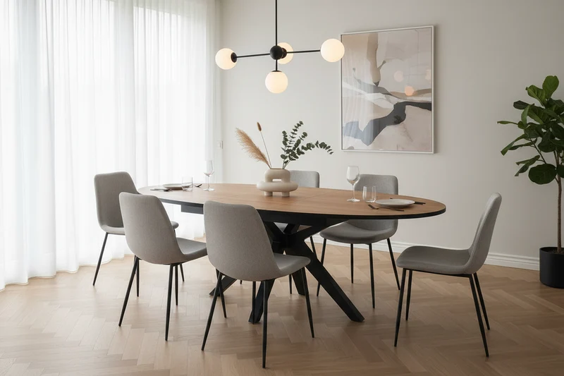 Table à manger ovale en bois extensible - Elvira