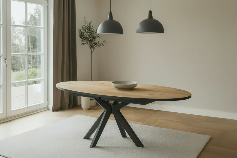 Table à manger ovale en bois extensible - Elvira