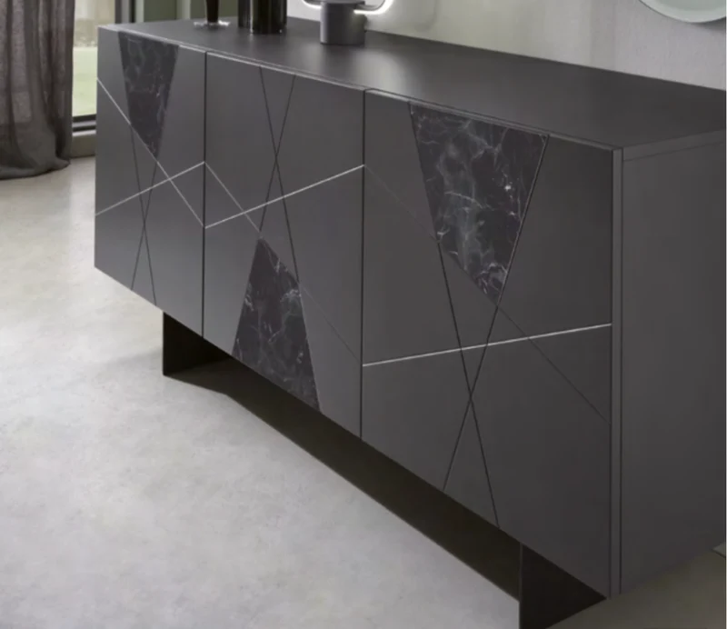 Buffet bas laque et marbre - Adely