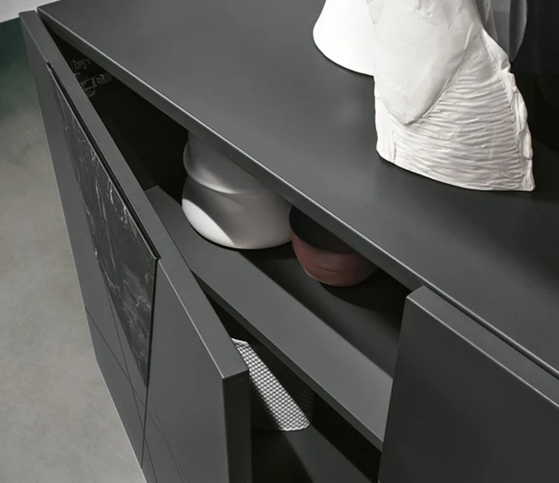 Buffet bas laque et marbre - Adely