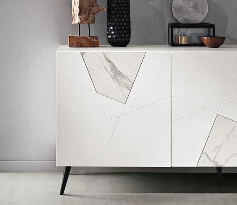Buffet bas laque et marbre - Adely