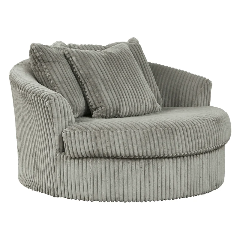 Fauteuil pivotant surdimensionné en tissu avec coussins - Lindyn