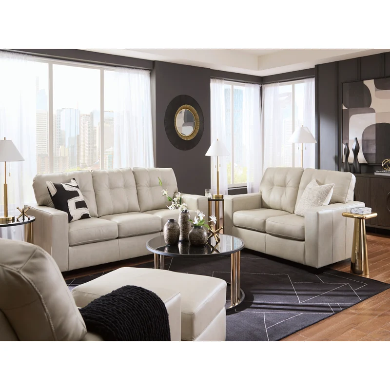 Fauteuil en cuir beige pâle - Santorine