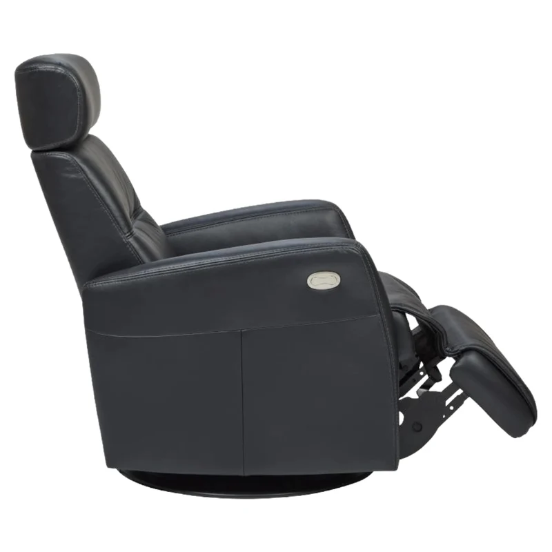 Fauteuil berçant, pivotant et inclinable motorisé en cuir noir - Tya Nordic
